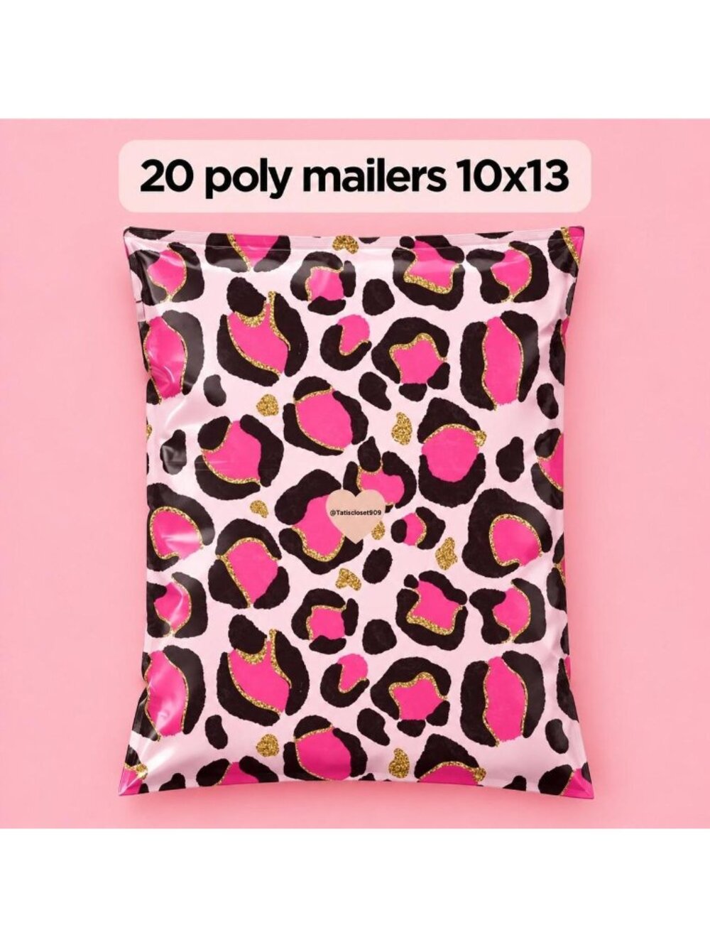 20 Pink Leopard Print Poly 10x13
